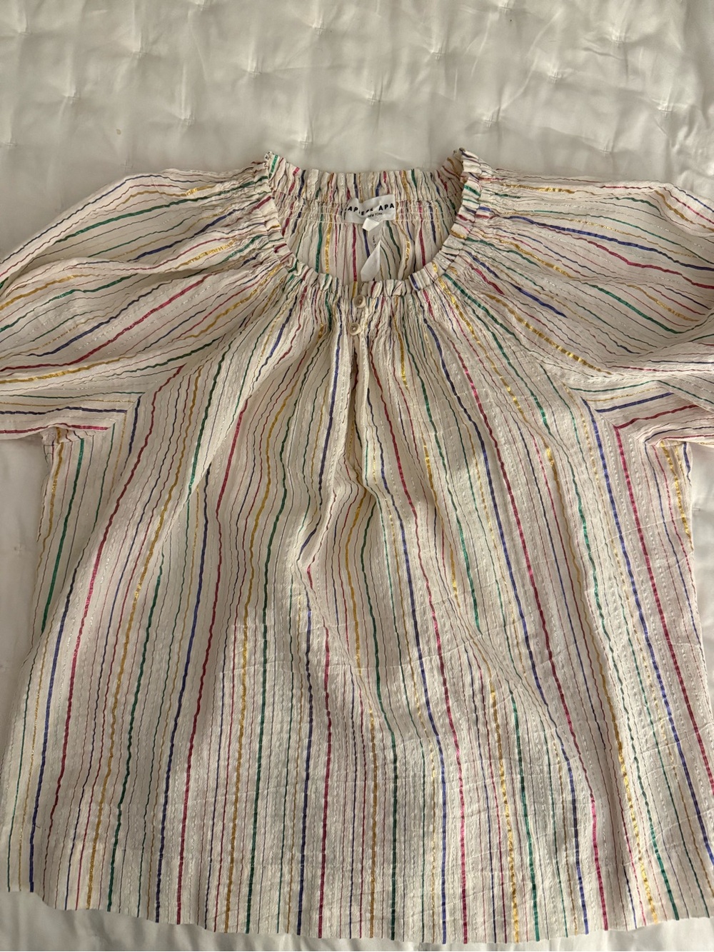 A Piece Apart’s Woman’s Multicolor Stripe Peasant Top